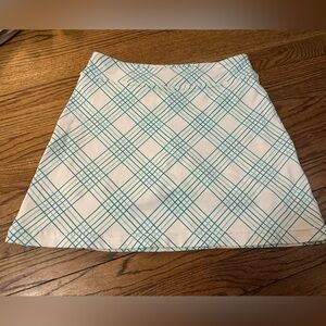 Athleta White and Teal Plaid Skirt